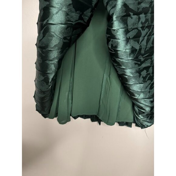 Lulus Dark Green Emerald Satin Jacquard Pleated Midi Dress Size XS Fall Coquette - Picture 10 of 13
